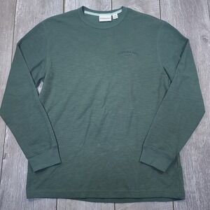 Scotch & Soda Long Sleeve T-Shirt Mens Large Green Slub Knit Logo Top